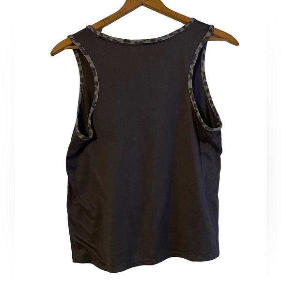 Lucky Brand Gray Tank with Leopard Accent Size Large - Picture 3 of 4